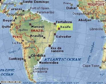 Landkarte von Brasilien mit Recife